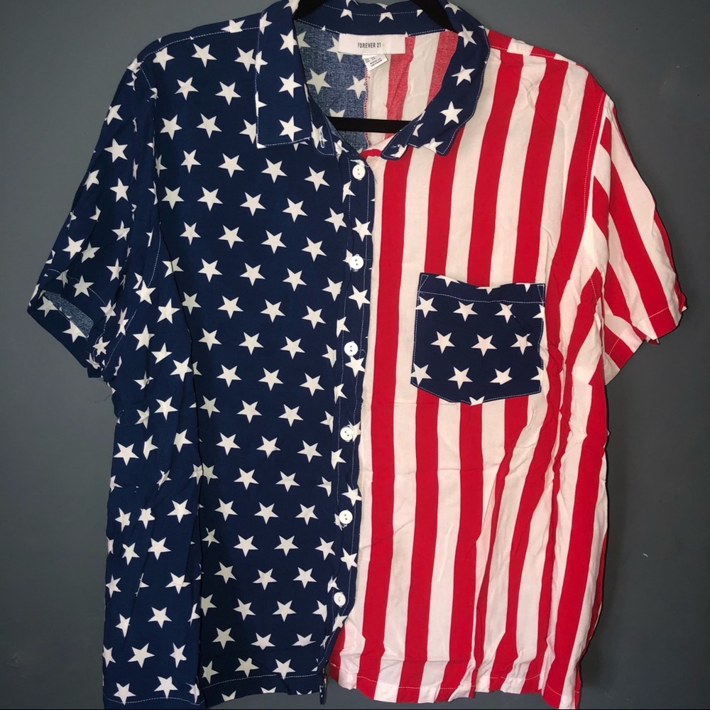 Plus American Flag Button-Up